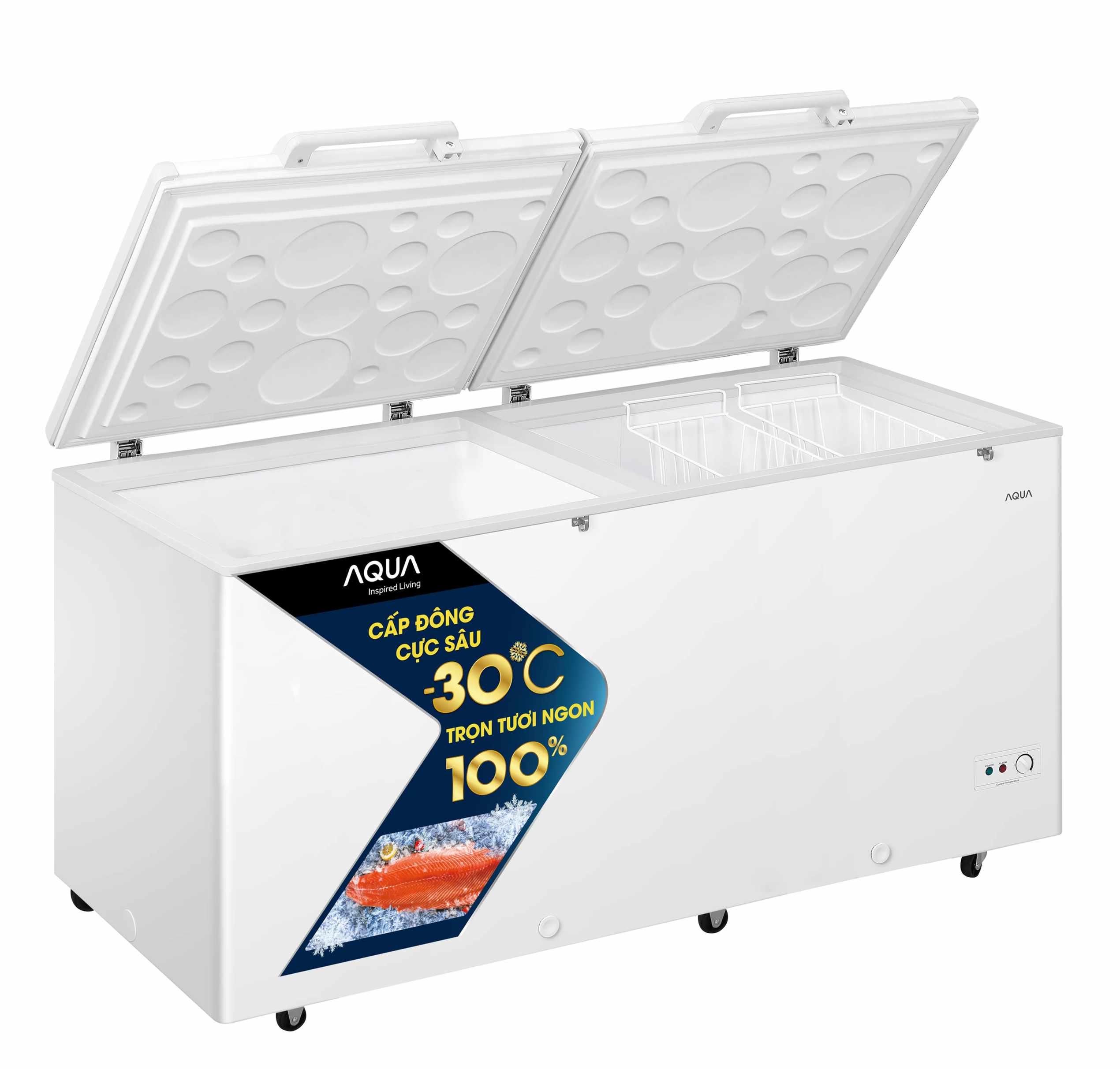 Tủ bảo quản Aqua inverter 365 lít AQF-C5702E, 2 ngăn đông mát, dàn đồng